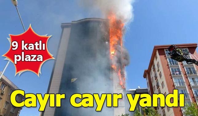 Ataşehir'de 9 katlı plazada yangın