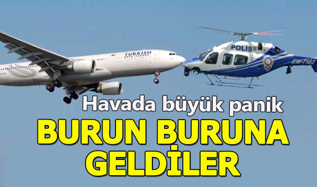 Atatürk Havalimanında THY uçağı ve Helikopter burun buruna geldi