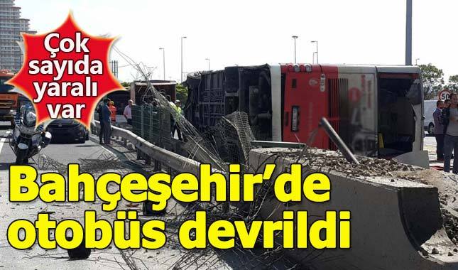 Bahçeşehir'de otobüs devrildi: Çok sayıda yaralı var