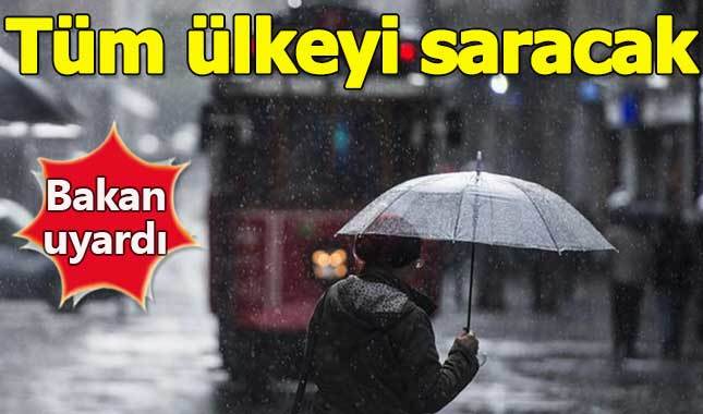 Bakan açıkladı: Yağmur salı günü Türkiye'yi saracak