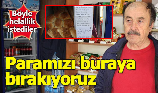 Bakkaldan izinsiz ekmek alan öğrenciler not bırakarak helallik istedi