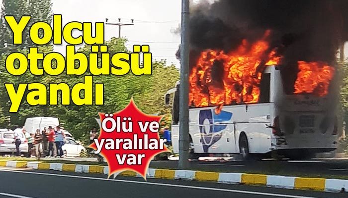 Balıkesir'de yolcu otobüsü yandı