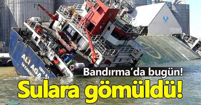 Bandırma'da kargo gemisi yan battı