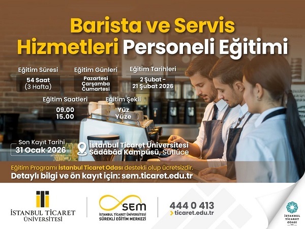 Barista ve Servis Hizmetleri Personeli Eğitimi'nde Yeni Dönem 2 Şubat'ta Başlıyor
