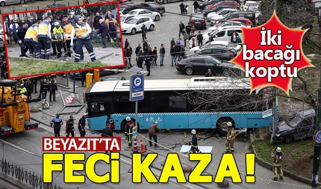 Beyazıt'ta halk otobüsü yayalara çarptı: 3 kişi yaralı