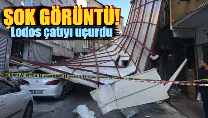Beyoğlu'nda lodos çatıyı uçurdu