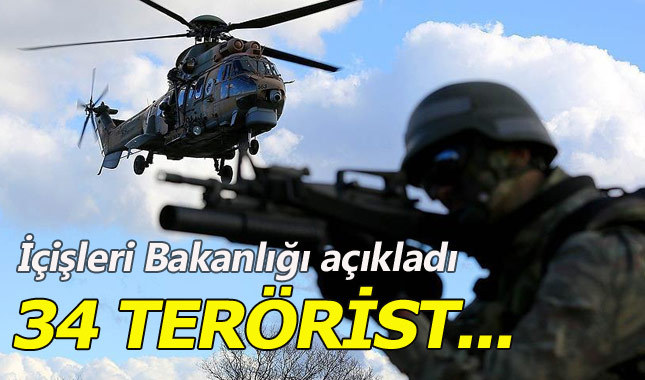 Bir haftada 34 terörist etkisiz hale getirildi