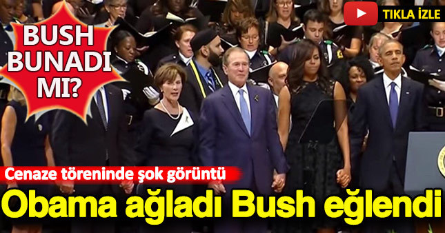 Bush'un cenaze törenindeki neşeli halleri şaşırttı