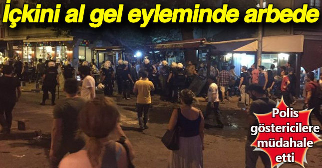 Cihangir'de toplanan bir grup Firuzağa'da yaşananları protesto etti