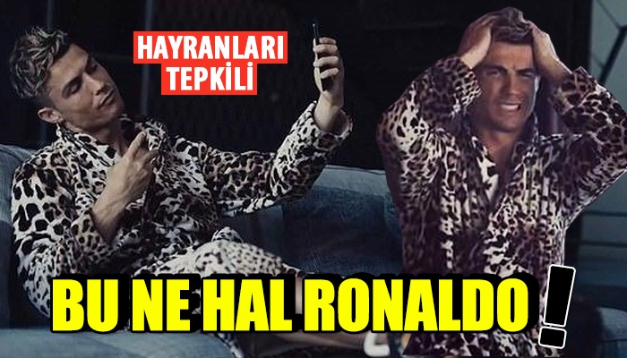 Cristiano Ronaldo'nun reklam çekimlerinde leopar desenli sabahlık giymesi