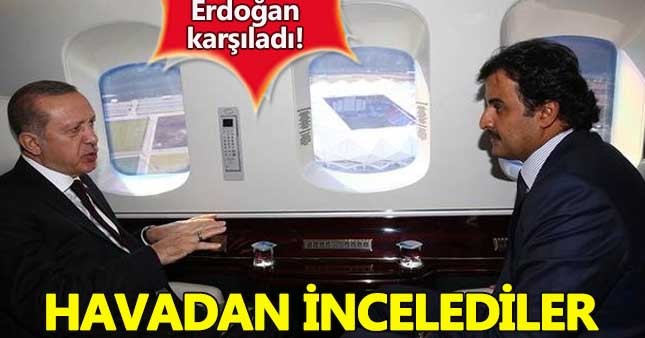Cumhurbaşkanı Erdoğan, Emir Al Sani'yle havadan keşif yaptı