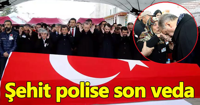 Cumhurbaşkanı Erdoğan şehit polisin cenazesinde