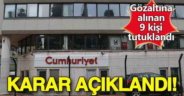 Cumhuriyet gazetesi soruşturmasında karar açıklandı