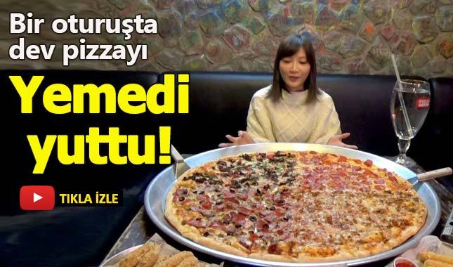 Devasa pizzayı tek oturuşta yiyen Japon kızımız!