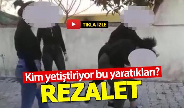 Didim'de sokak ortasında kavga eden kız öğrencilerin rezaleti