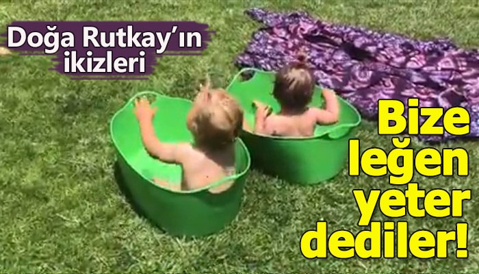 Doğa Rutkay'ın ikizlerinin leğende keyif yapması