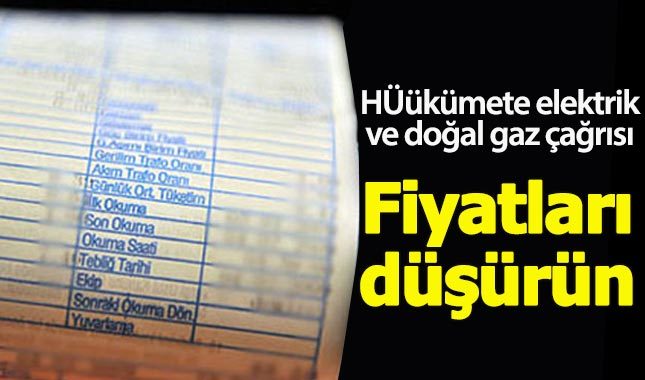 Doğal gaz ve elektriğe indirim çağrısı