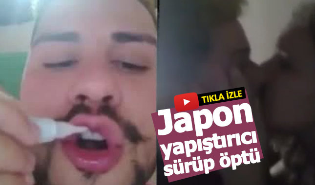 Dudağına japon yapıştırıcı sürüp kızı öptü!
