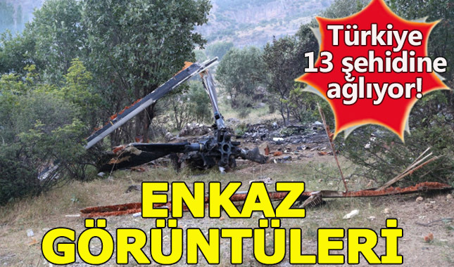 Düşen helikopterin enkazı ortaya çıktı