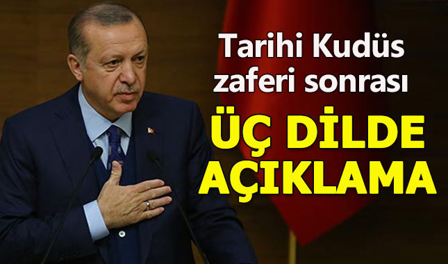 Erdoğan BM'deki Kudüs kararı hakkında konuştu: Teşekkür ediyorum