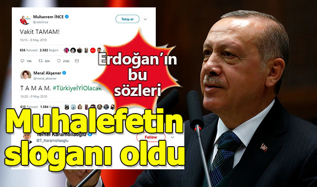 Erdoğan'ın 'tamam' ifadesi muhalefetin sloganı oldu