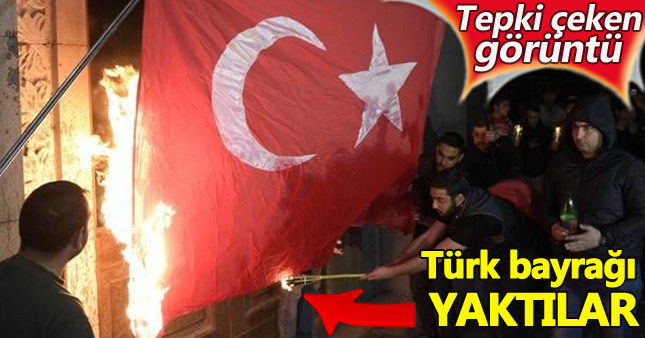 Ermeniler Türk bayrağını ateşe verdi
