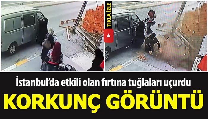 Esenyurt'ta fırtına nedeniyle tuğlalar uçtu