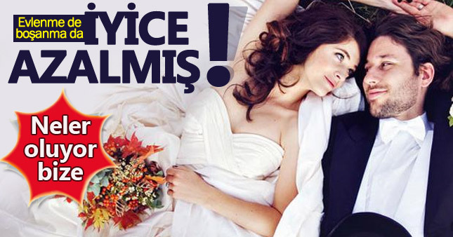 Evlenme ve boşanmalar bir önceki yıla göre azaldı