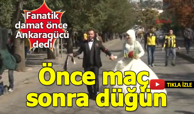 Fanatik damat gelini önce maça götürdü!