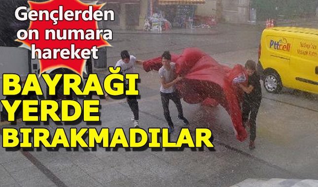 Fırtınada düşen Türk bayrağını yerde bırakmadılar