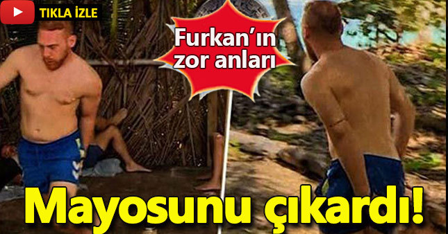 Furkan'ı öyle bir şey ısırdı ki mayosunu çıkardı!