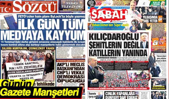 Gazete manşetleri oku 31 Aralık 2017 Pazar gazetelerin ilk sayfaları hürriyet milliyet cumhuriyet sözcü posta sabah