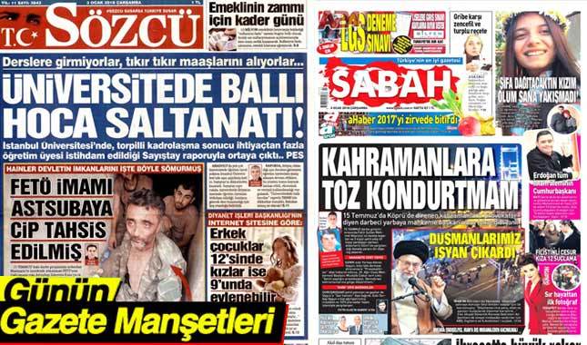 Gazete manşetleri oku 3 Aralık 2018 ilk sayfa - Hürriyet Milliyet Sabah Sözcü Cumhuriyet Posta Habertürk