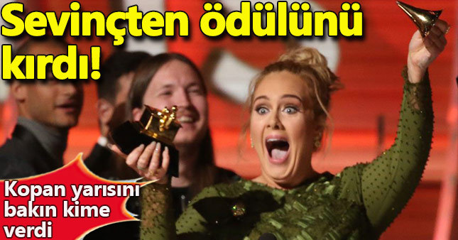 Grammy’de Adele aldığı ödülü kırdı