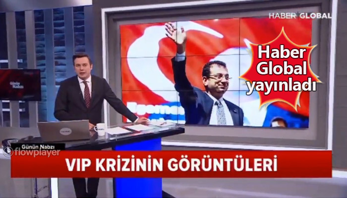 Haber Global'in İmamoğlu'nun VIP salonu önündeki sözlerini yayınlaması
