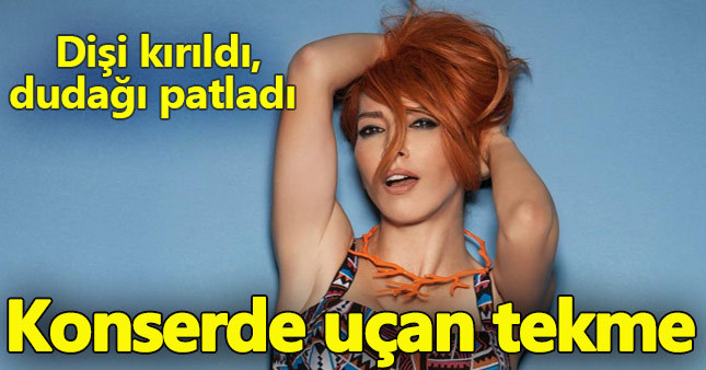 Hande Yener'e konserde uçan tekme mi geldi?