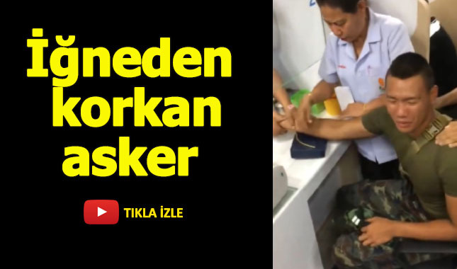 İğneden ölümüne korkan Tayvan askeri!