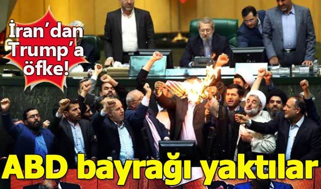 İranlı vekiller mecliste ABD bayrağı yaktı