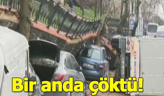 İstanbul'da hava koşulları yüzünden duvar çöktü!