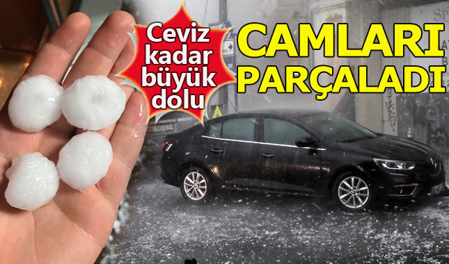 İstanbul'daki dolu yağışı camları kırıp maddi hasara yol açtı