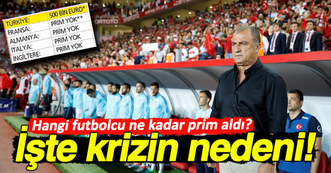 İşte Milli takımda krize neden olan primler