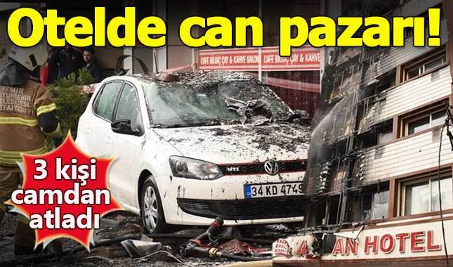 İzmir'de otelde korkutan yangın! Camdan atladılar...