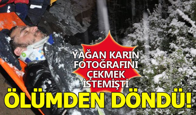 Kar fotoğrafı çekerken uçurumdan yuvarlandı