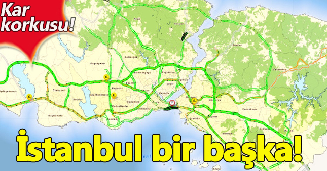 Kar yağışı İstanbul trafiğini yeşile boyadı