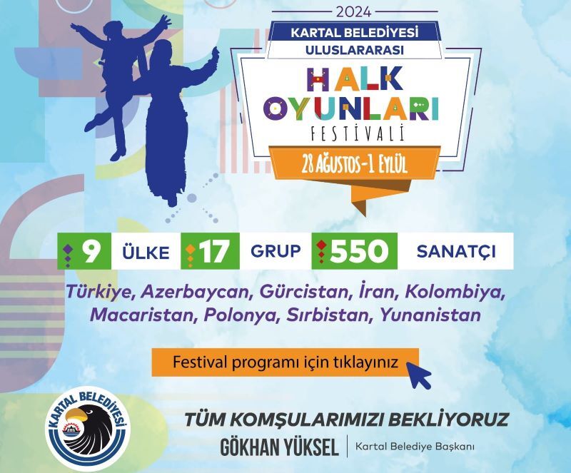 Kartal Belediyesi 3. Uluslararası Halk Oyunları Festivali Başlıyor