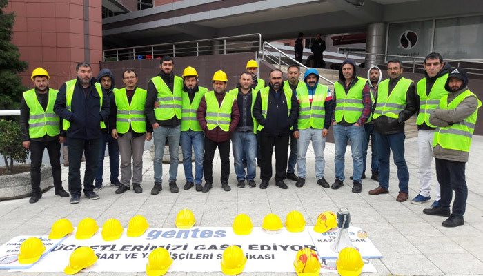Maaşlarını alamayan işçiler, Gentes'i protesto ediyor