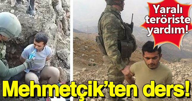 Mehmetçik'ten yaralı ele geçirilen teröriste yardım eli