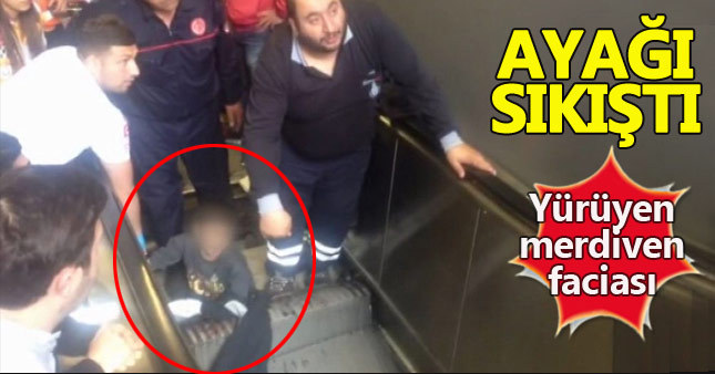 Metro istasyonunda feci kaza! Yürüyen merdivende korku dolu anlar