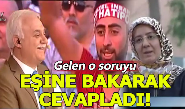 Nihat Hatipoğlu eşine bakarak soruyu cevapladı