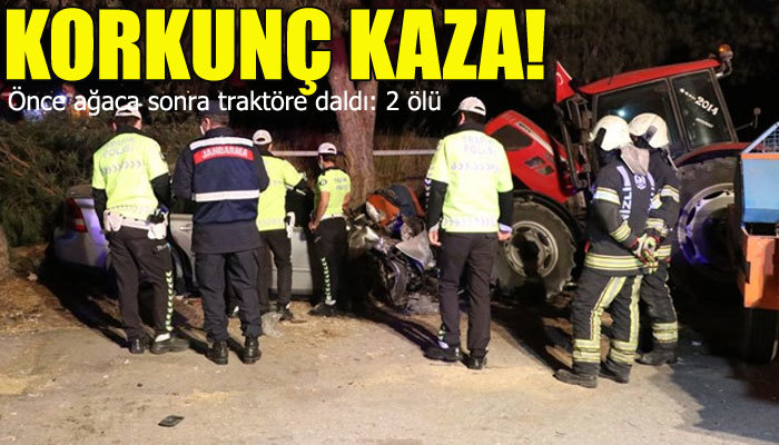 Otomobil park halindeki traktöre çarptı: 2 ölü